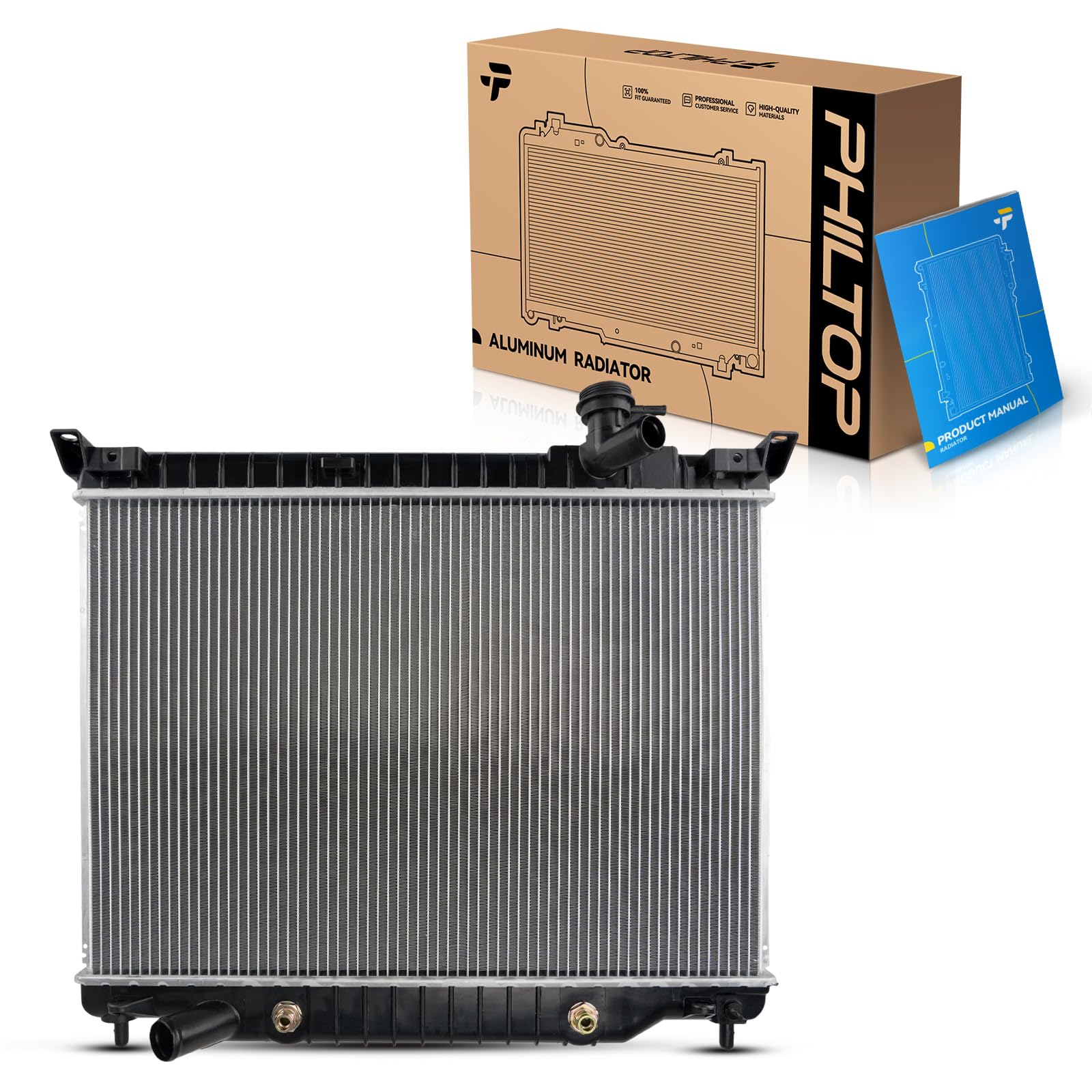 PHILTOP Aluminum Replacement Radiator for Trailblazer,Trailblazer 4.2L, 2005-2009 Envoy 4.2L, 2002-2004 Envoy, Trailblazer EXT 4.2L, 2003-2006 Envoy XL 4.2L, 2004-2007 Rainier 4.2L,Bravada CU2458