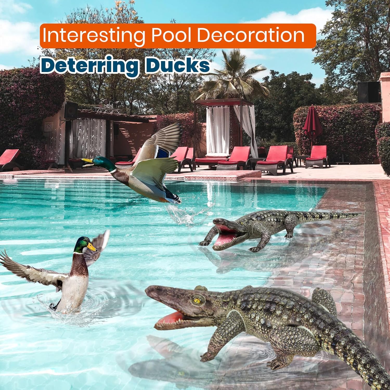 HOHQB Inflatable Alligator Pool Toys Realistic Blow up Alligator Deco Animal Reptile Party Decoration Props and Gator Pool Floats Kids Jungle Party Decorations