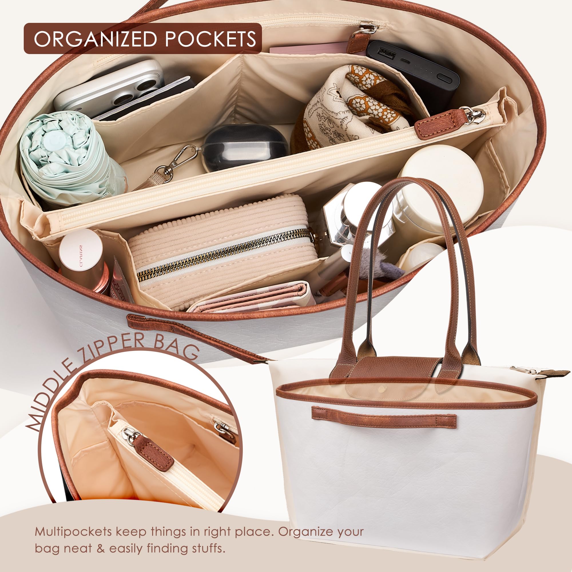 KALIDI Organizer per borse Longchamp Le Pliage, in feltro, impermeabile, con tasche multifunzionali, grande
