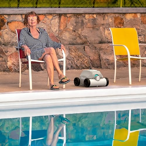 Miniatura 8 de Ofuzzi - Limpiador robótico cibernético inalámbrico para piscina, máximo 120 minutos de tiempo de funcionamiento, estacionamiento automático,