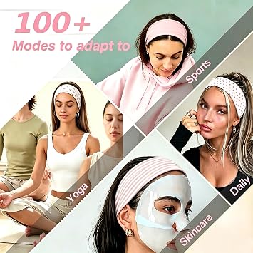 Women’s Hair Ties, Set of 6, Pink Yoga and Fitness Collection | Sweatbands, sports headbands, elastic bands, women’s running, fitness and yoga accessories