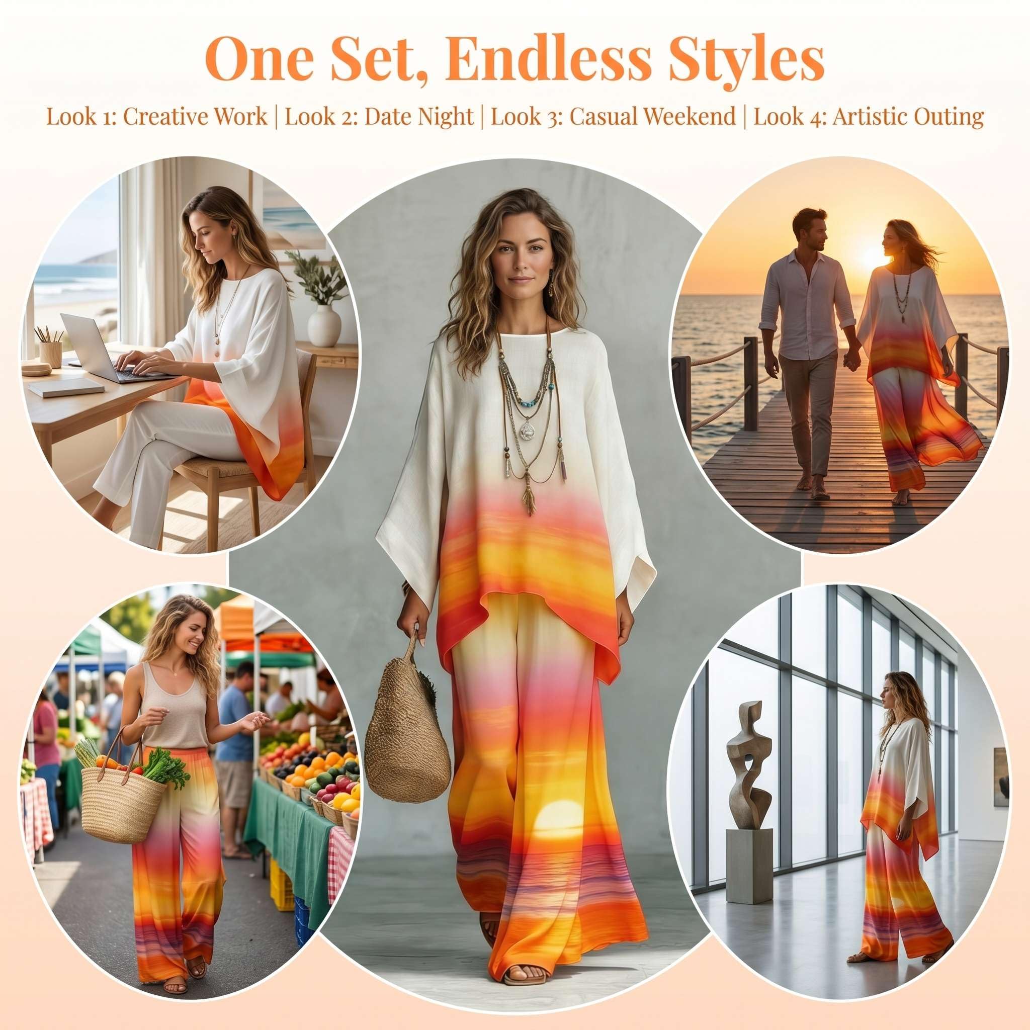 Conjunto Lino Dos Piezas Mujer Verano Vestir Elegante Chandal Mangas Largas Boho Camiseta y Pantalons 2 Piezas Top Talla Grande Ropa Deportiva Cintura Alta Casa Vacaciones Playa Moda 2026