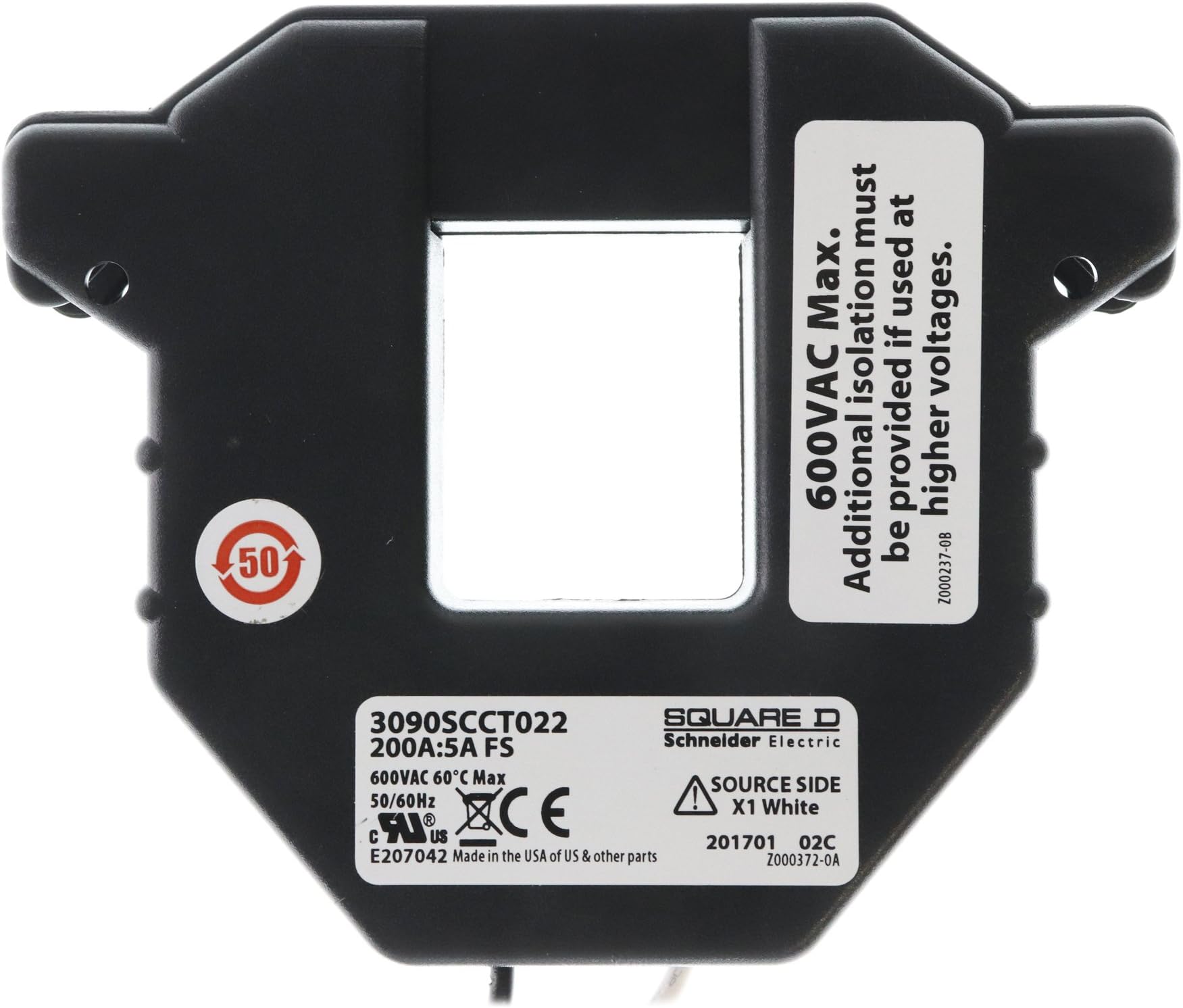 Square D 3090SCCT022 3090 Split Core Current Transformer 200A, 600VAC, 50/60Hz