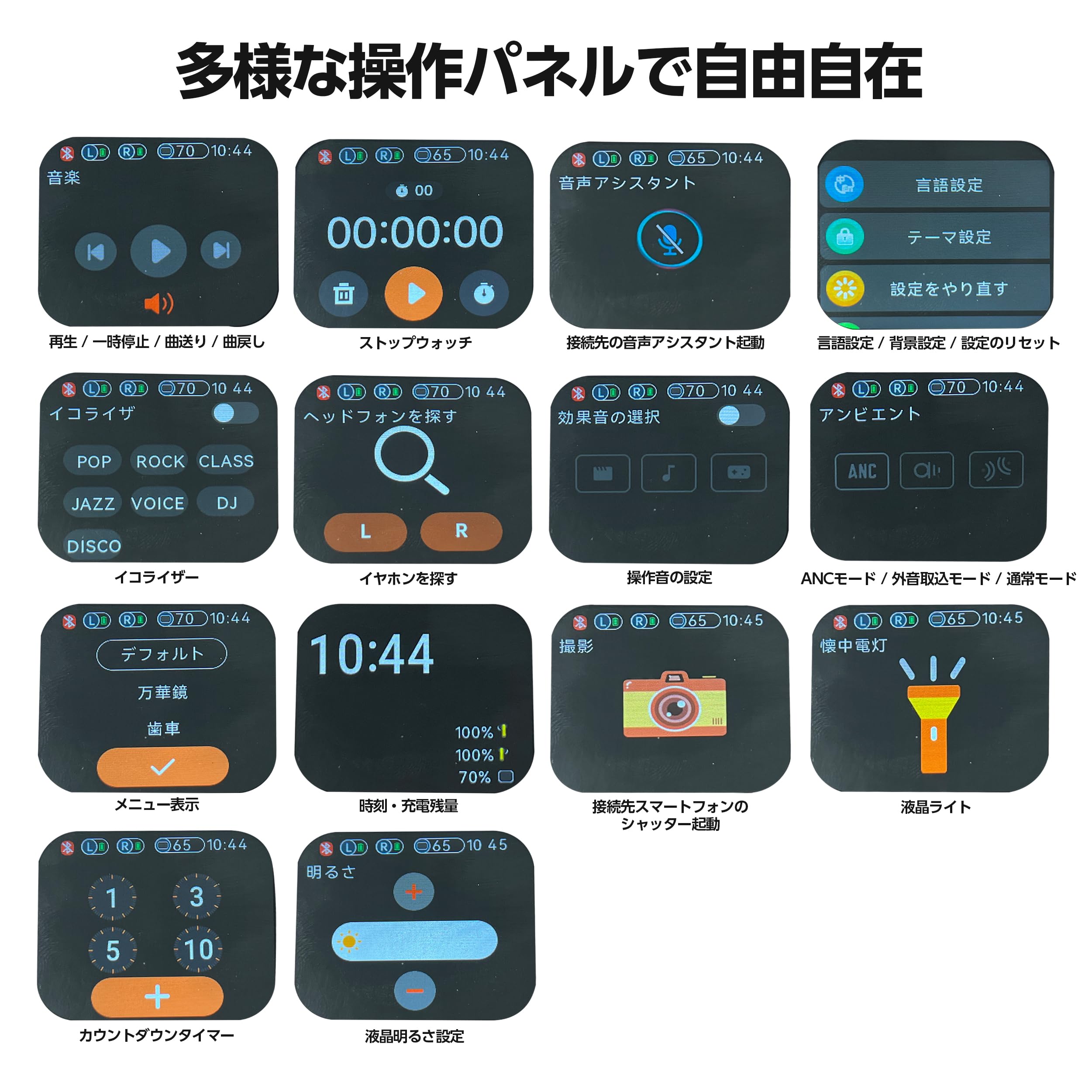 Amazon.co.jp: 【YSN スマートディスプレイ搭載 ANCワイヤレスイヤホン