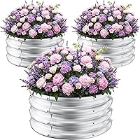 Vista 20 de ZXZYHFTY Kit de cama de jardín elevada galvanizada redonda, caja de maceta elevada negra para jardín, macetas elevadas redondas de metal grandes