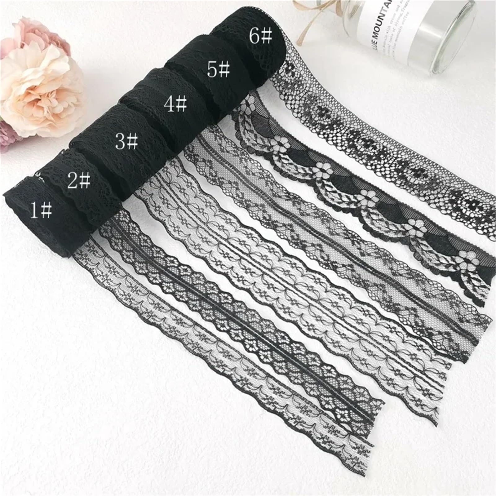 Cinta De Encaje Cinta de tela de encaje negro, material de embalaje for decoración de bricolaje, accesorios de encaje for vestidos y prendas. Para Coser Manualidades(3cm Black)
