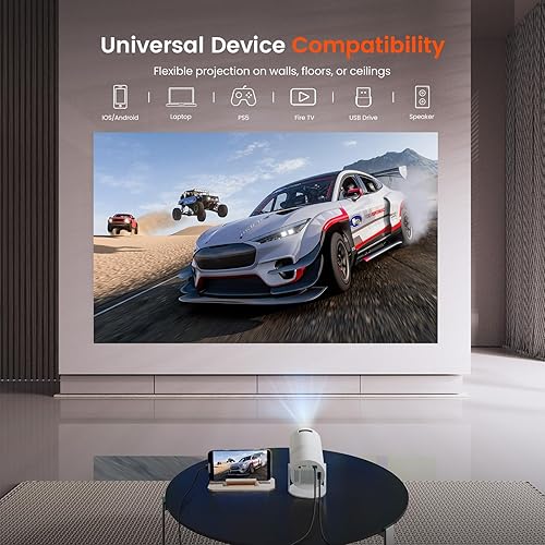 Miniatura 8 de Mini proyector con WiFi y Bluetooth, proyector de películas portátil con rotación de 180, compatible con HD de 1080P, Keystone vertical automático,