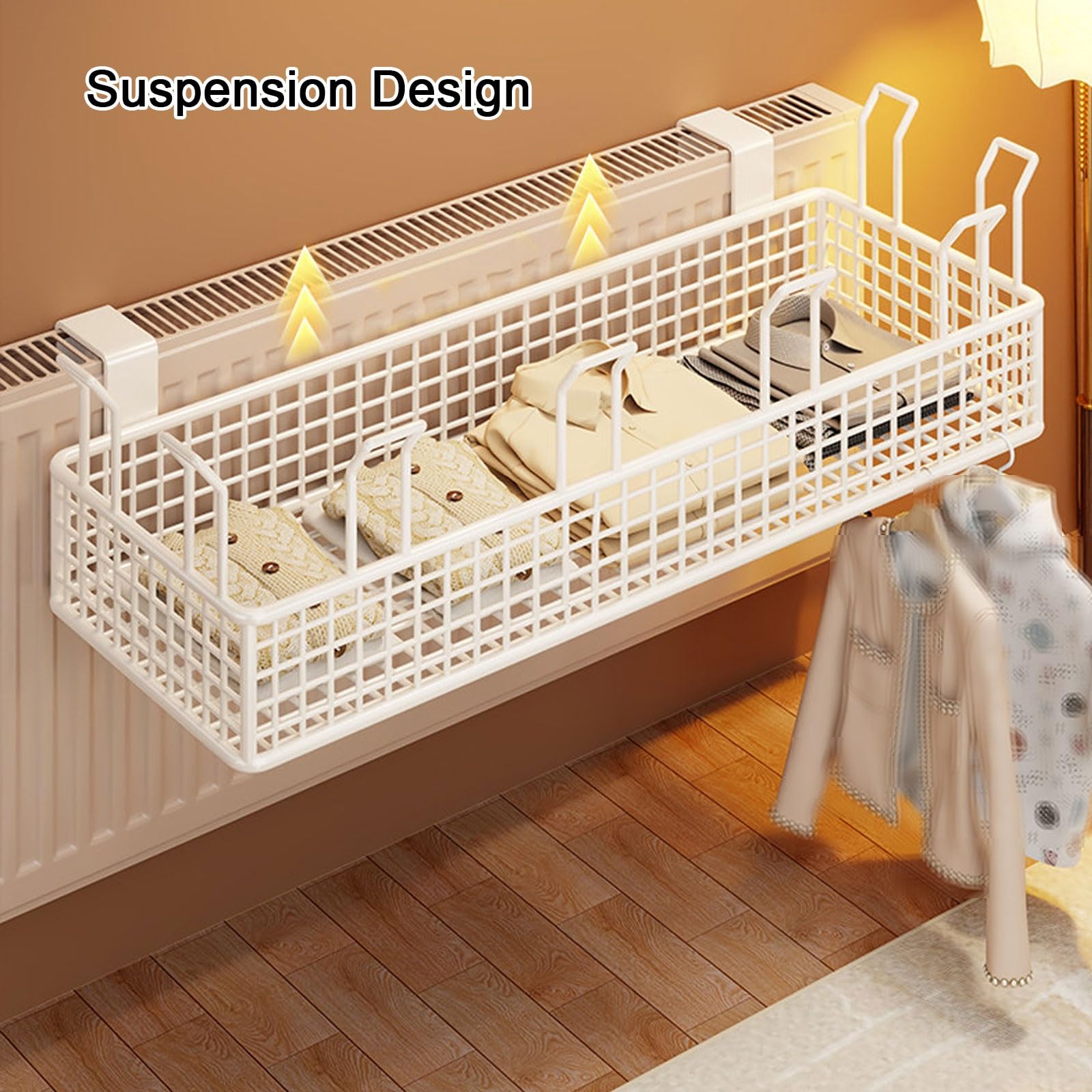 Mensola per termosifone senza foratura, scaffale multifunzionale in ferro battuto, design salvaspazio per soggiorno o camera da letto, forte capacità portante, facile accesso, 40 x 21 x 13 cm