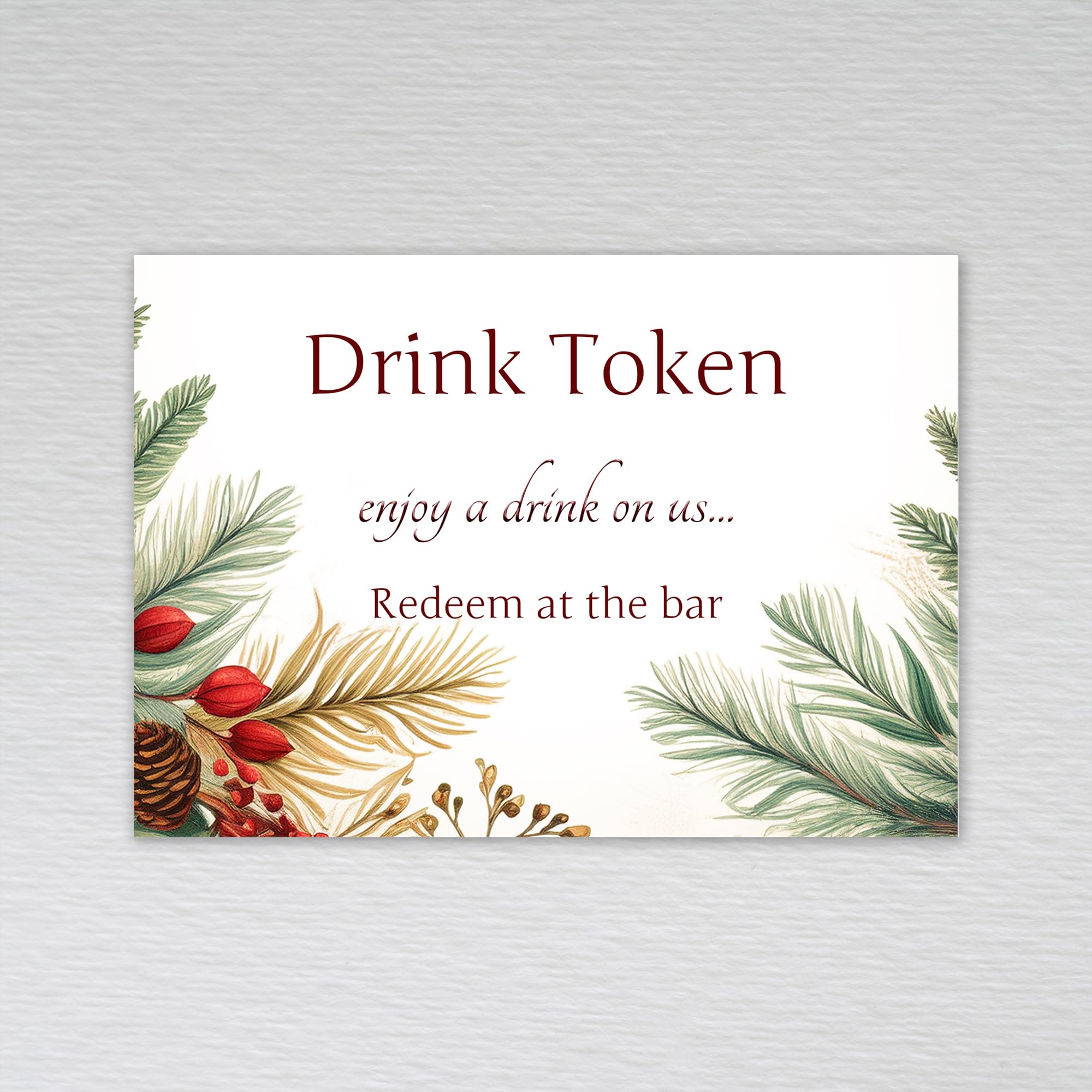 Webspectations Red Berry Christmas Drinks Token/Party Table Favours/Drink Tokens for Wedding: Red Berry Winter Wedding Drinks Token (Pack of 20 without Envelopes)