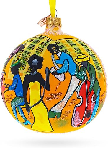 Swingin' Jazz Band - Bola de cristal soplado para Navidad (4 pulgadas)