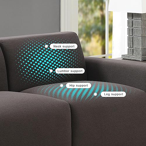 Miniatura 7 de LUMISOL Sofás de asiento profundo para sala de estar, moderno sofá tapizado de 3 plazas, cómodo sofá de dos plazas de gran tamaño, sofá nube con