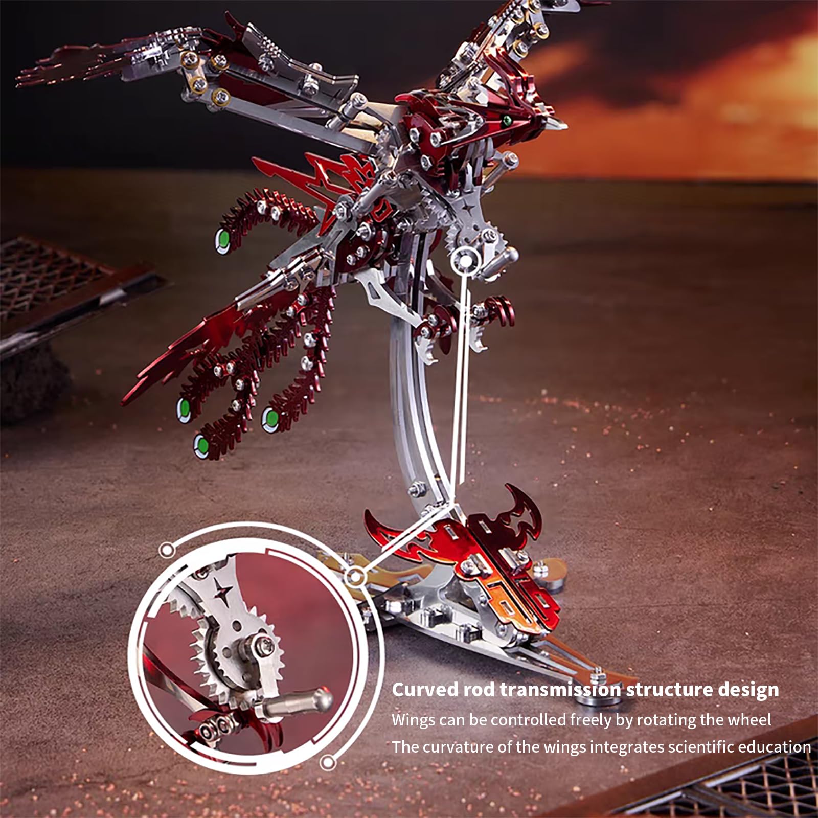 3D Puzzle Mechanischer Phönix Knobelspiele für Erwachsene Metallpuzzle Punk Puzzle 358 Teile Modellbau Modellbausatz Erwachsene Basteln (Gold)