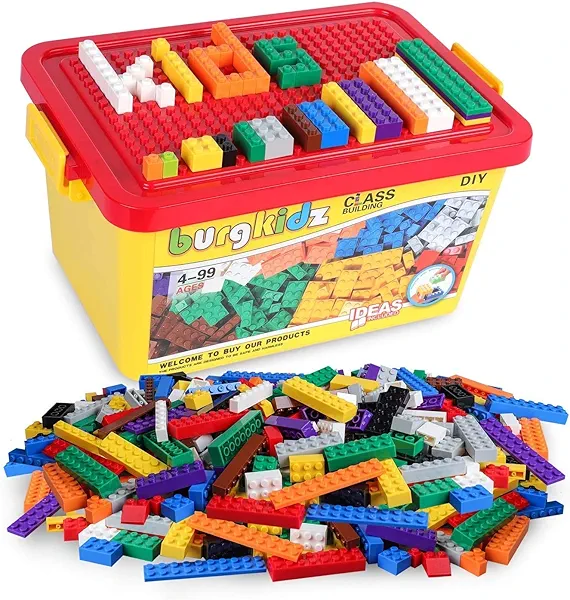 Building Bricks 568 Pieces Toys, Classic Building Blocks Includes Wheels, Door, Window, Compatible Bulk Block with Storage Box and Baseplate, STEM Educational Gift for Kids 3+ Year