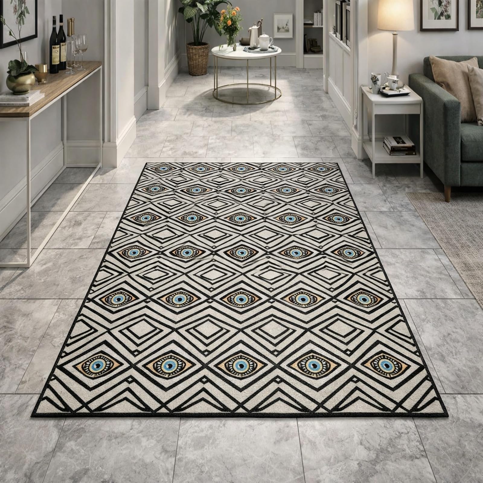 Alfombra de salón gris 180x280 cm Rururug de pelo corto decoración geométrica