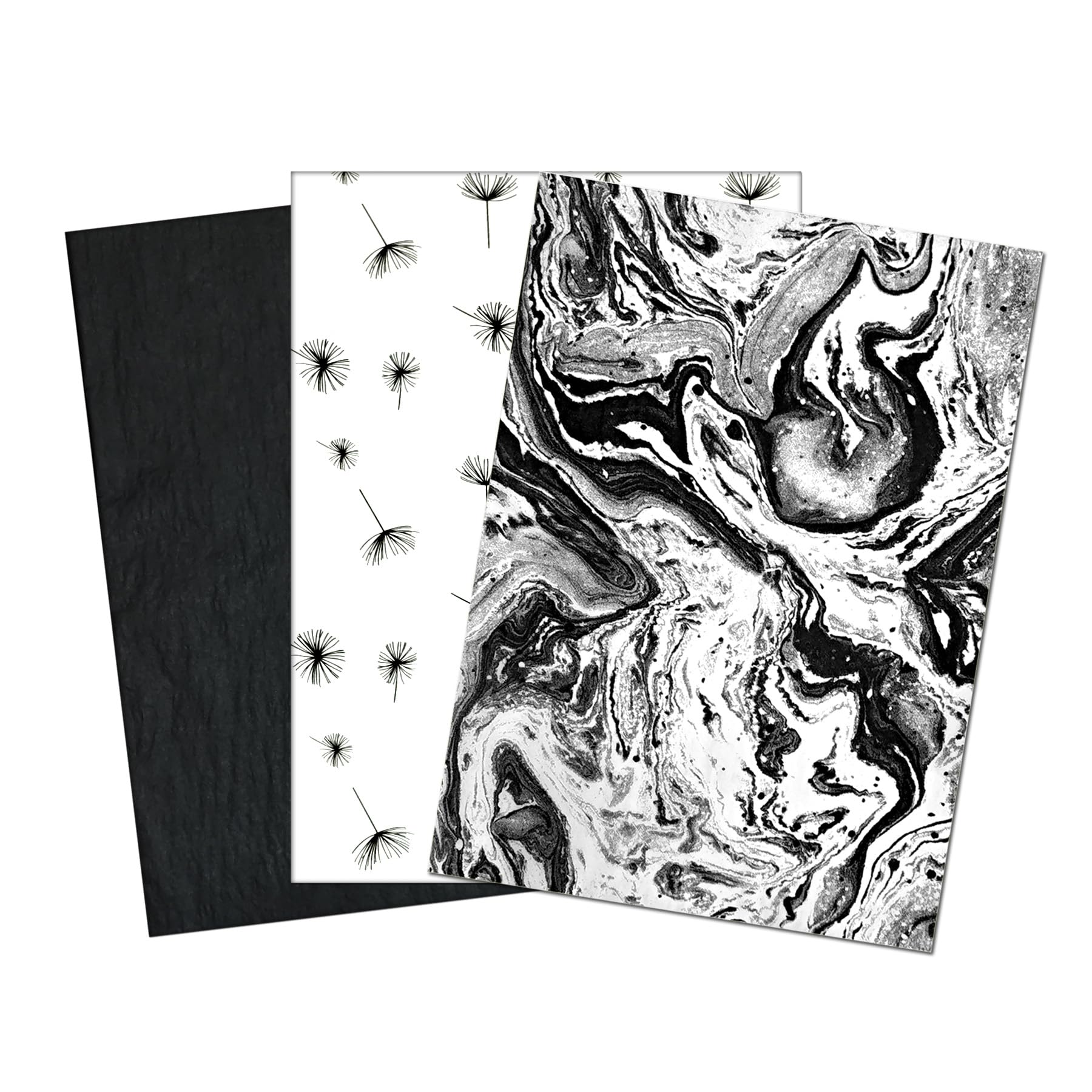 LIAPAWPAW Tissue Paper, 30 Sheets Fashion Black White Tissue Paper for Gift Bags & Packaging, Matte Marble Dandelion Gift Wrapping Tissue Paper for Birthday Party Decor Diy Crafts,19.7x13.8inch โ image 1