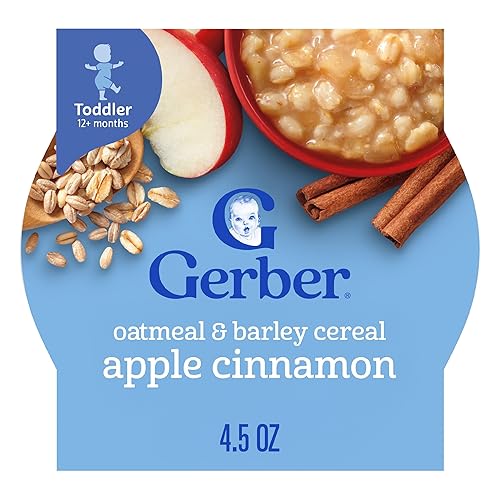 Gerber Cereales para bebés avena y cebada canela de manzana bandejas de autoalimentación de 45 onzas paquete de 8