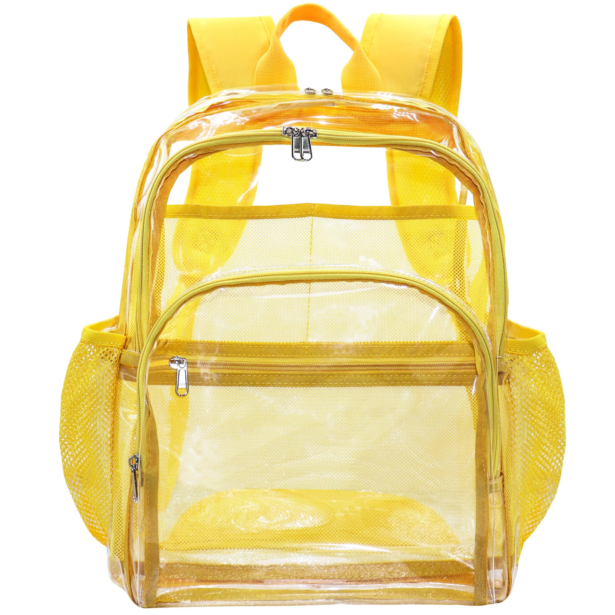 KUI WAN Clear Backpack, Clear Bag Stadium Large See Through Bookbag Heavy Duty PVC Transparent Backpacks for School