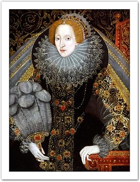 Queen Elizabeth I England Portrait Painting Royal Historic Large Framed Art Print Poster Wall Decor 18x24 in