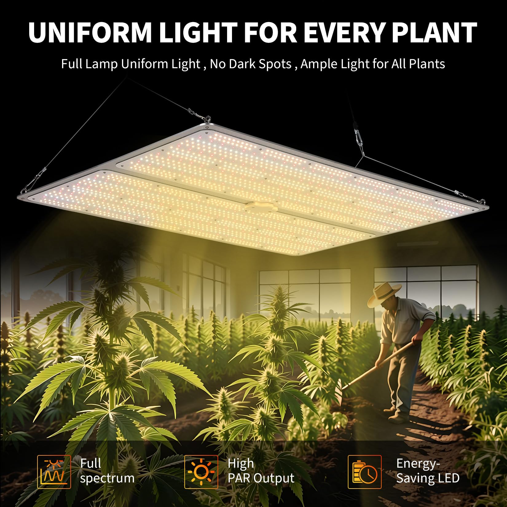 IDEALHOUSE Lampe LED intelligente à intensité variable pour plantes, spectre complet 600 W, PPFD, blanc + rouge + infrarouge, pour culture/croissance/floraison, tente de culture intérieure, serre