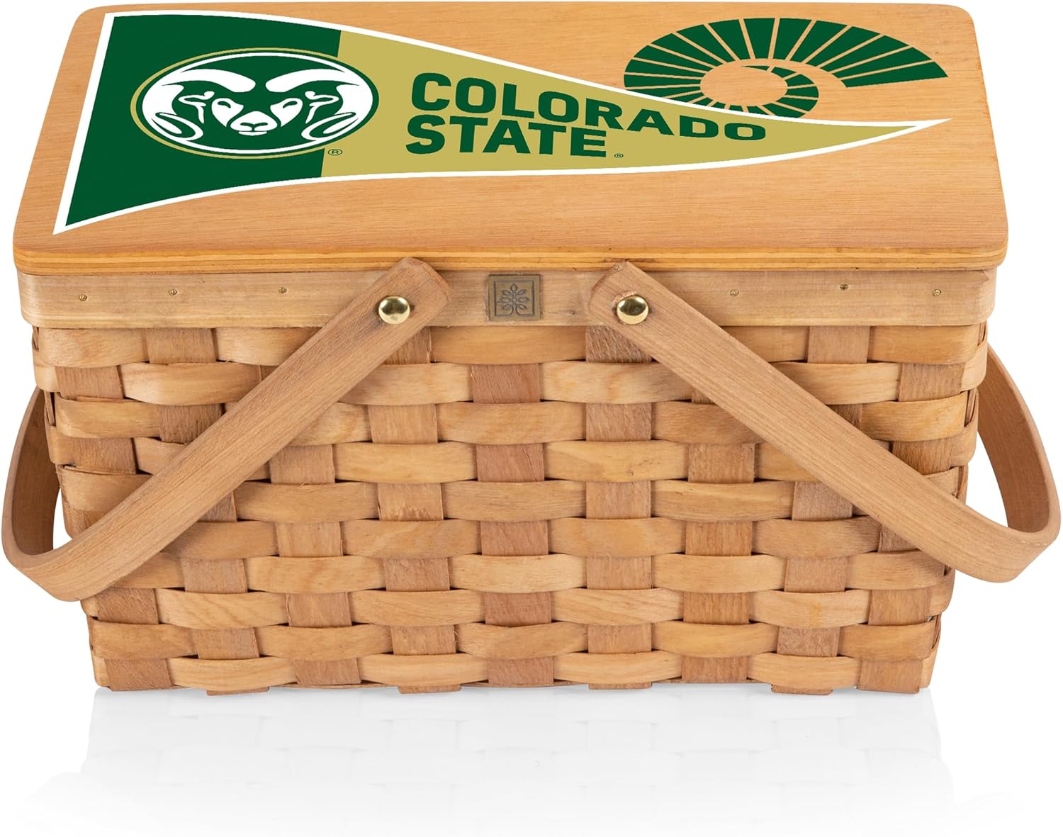 PICNIC TIME NCAA Colorado State Rams Poppy Personal Picnic Basket, Insulated Lunch Bag, Retro Lunch Box, (Beige)