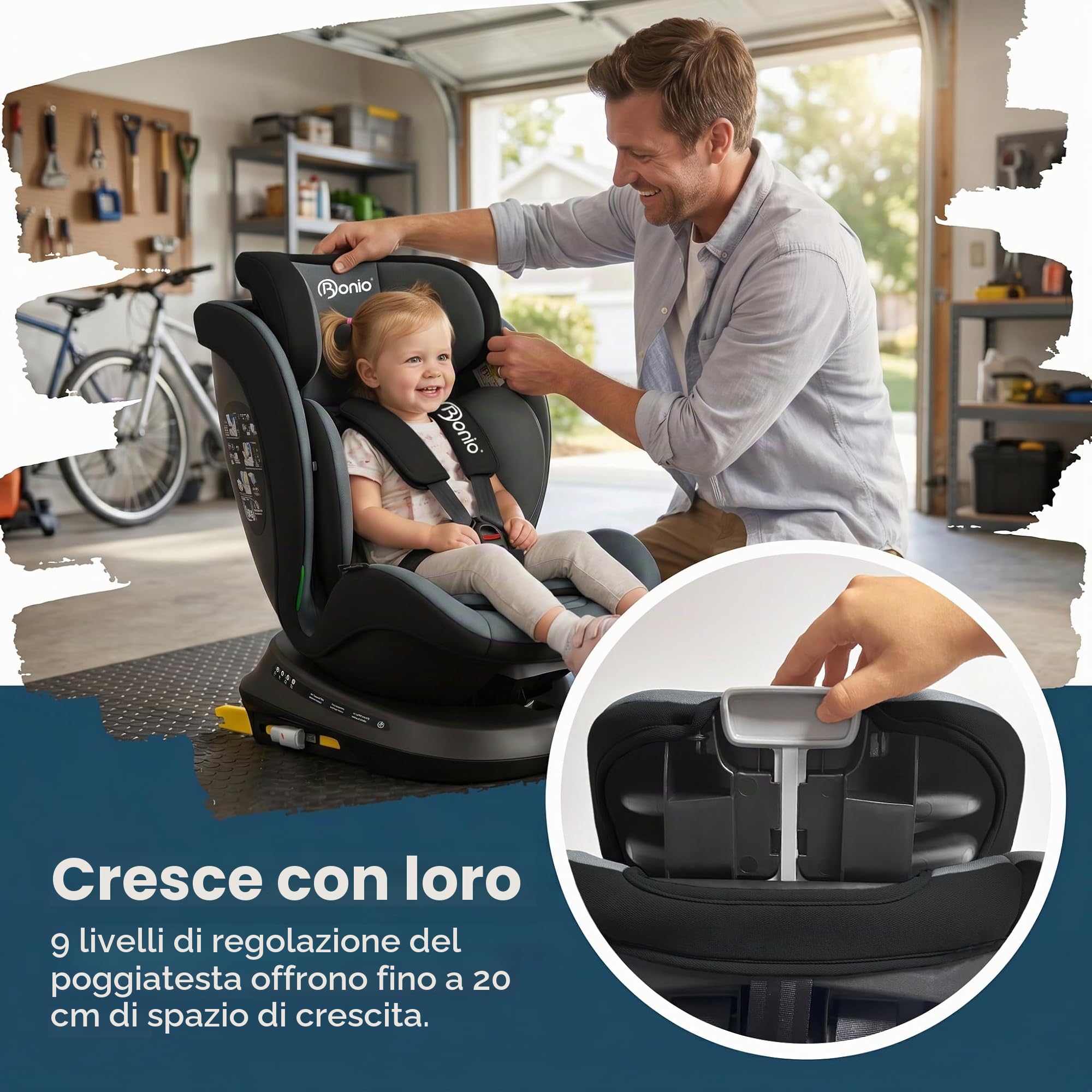 Bonio I-Size 360 Girevole Seggiolino Auto con ISOFIX, 40-150cm