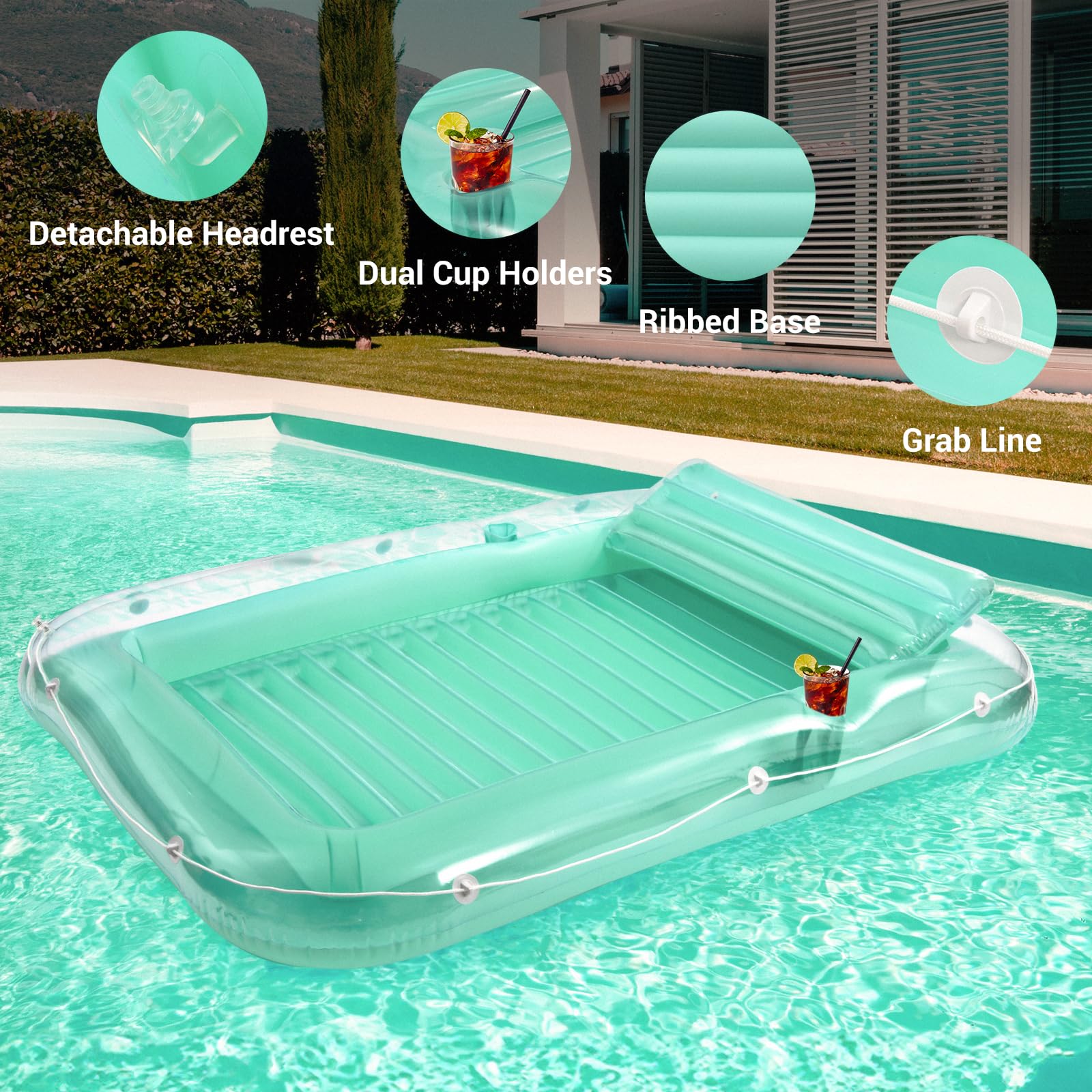 Float Joy Mata basenowa Tanning Pool Nadmuchiwane Basen Pływające Dla Dorosłych 178 x 114 cm Mata Plażowa Hamak Nadmuchiwany Basen