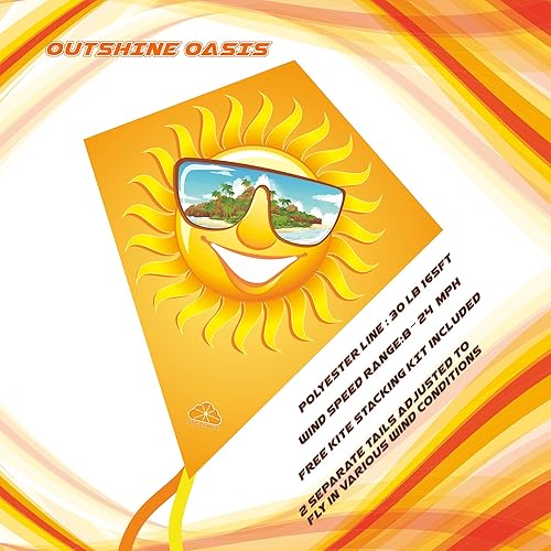 Miniatura 4 de Cute&Cuite Diamond Kite-Outshine Oasis, 33 x 28.3 pulgadas, cometas fáciles de volar para niños, adultos, niñas, niños. Cometa para la playa sin