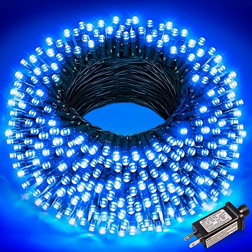 Miniatura 18 de Luces de Navidad, 100 pies, 300 LED, exterior o interior, enchufables, conectables, árbol de Navidad, 8 modos, impermeables, parpadeantes, jardín,