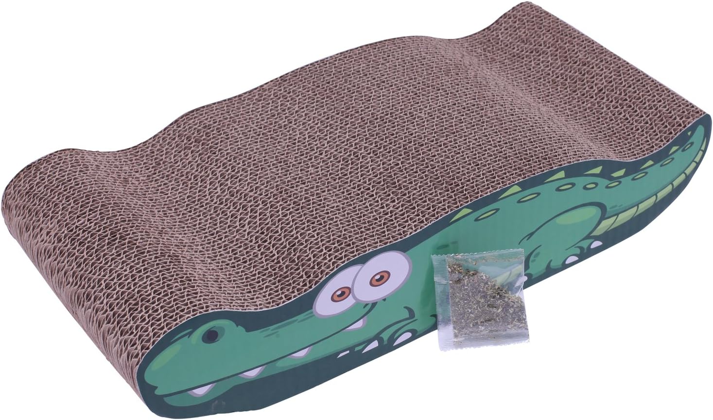 Wayson Corrugated Paper Cat Scratch Board Pet Cat Toys Natural Incline Mouse Design with Catnip (Green crocodile )