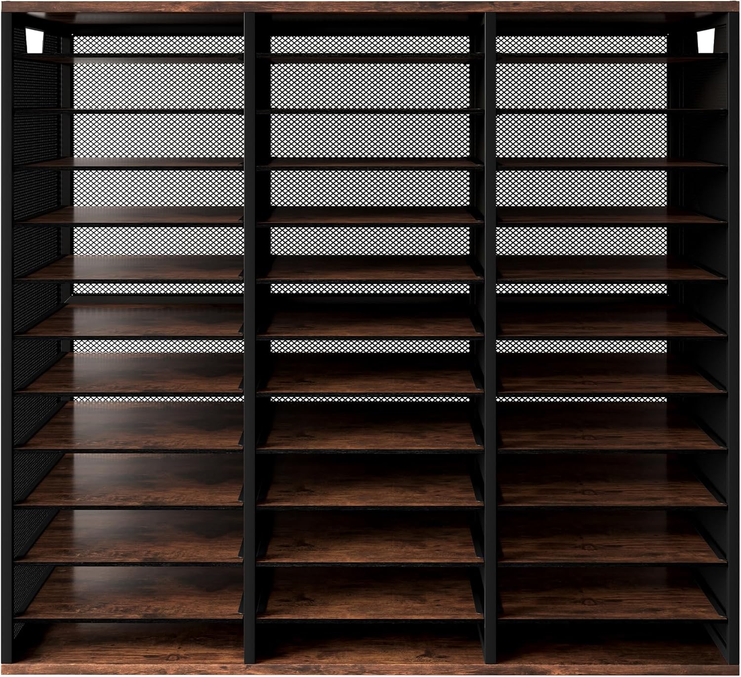 Letter Size Paper Organizer, Metal Literature Organizer, Sturdy Mail Sorter Desktop Organizer for Storage, Classroom Mailbox Keep Desktop Clean, 36 Compartments, Retro Brown