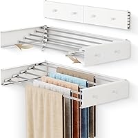 Vista 1 de Tendedero de secado de ropa (28 pulgadas blanco), estante de secado de ropa montado en la pared, soporte de pared para ropa, plegable, plegable