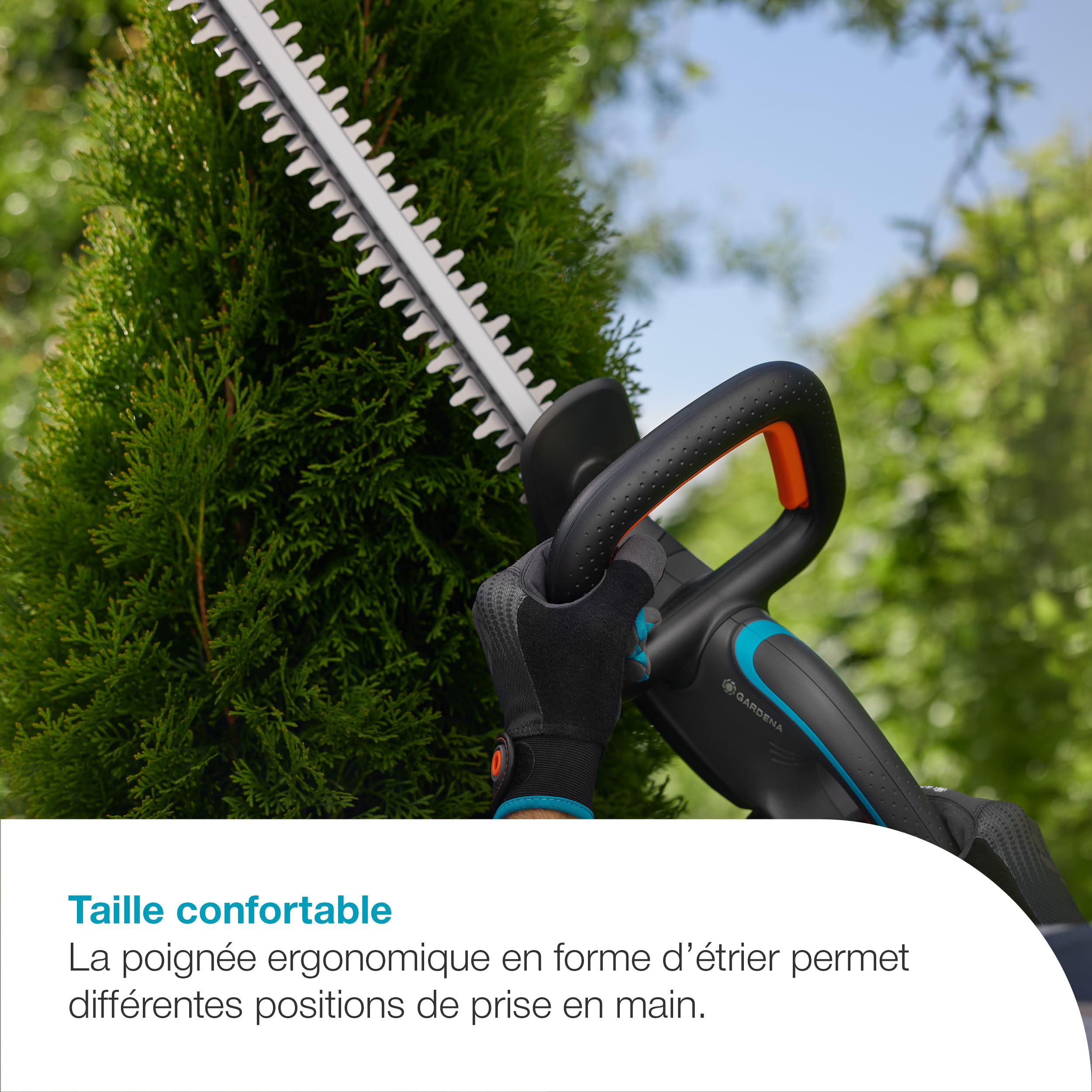 Gardena Taille-Haies EasyCut 55-18V P4A Kit Taille-haie: Lames Double Action, Protecteur de Pointe de Lame, Poignée Ergonomique, Rangement Facile, Coupe sans Fil (14735-20)