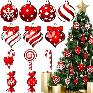 12PCS Christmas Tree Ornaments Set, Colorful Candy & Lollipop Themed Hanging Decorations for Xmas Tree & Home Holiday Decor