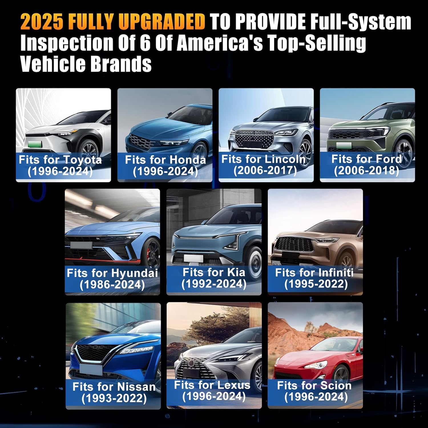 OBD2 Scanner Check Engine Light Car Code Reader Clear Error Codes ABS SRS SAS Etc Full Vehicle System Diagnostics Tool Compatible with Toyota Honda Ford - Image 3