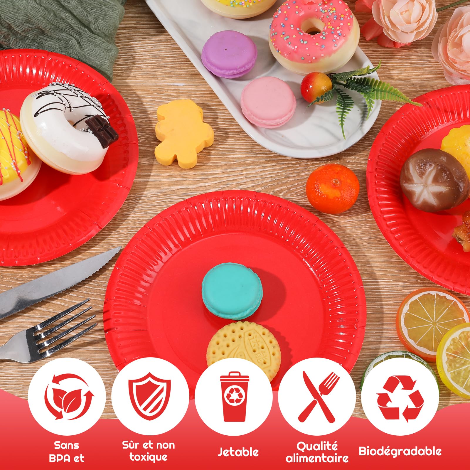 Piatti Plastica Colorati Per Dessert - 50 Pezzi Monouso 17 Cm Per Feste E Picnic