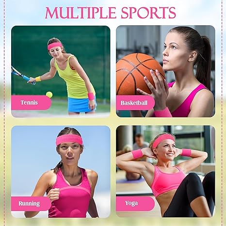 Bandeau Fluo Sport Set Accessoires Fluorescents Années 80