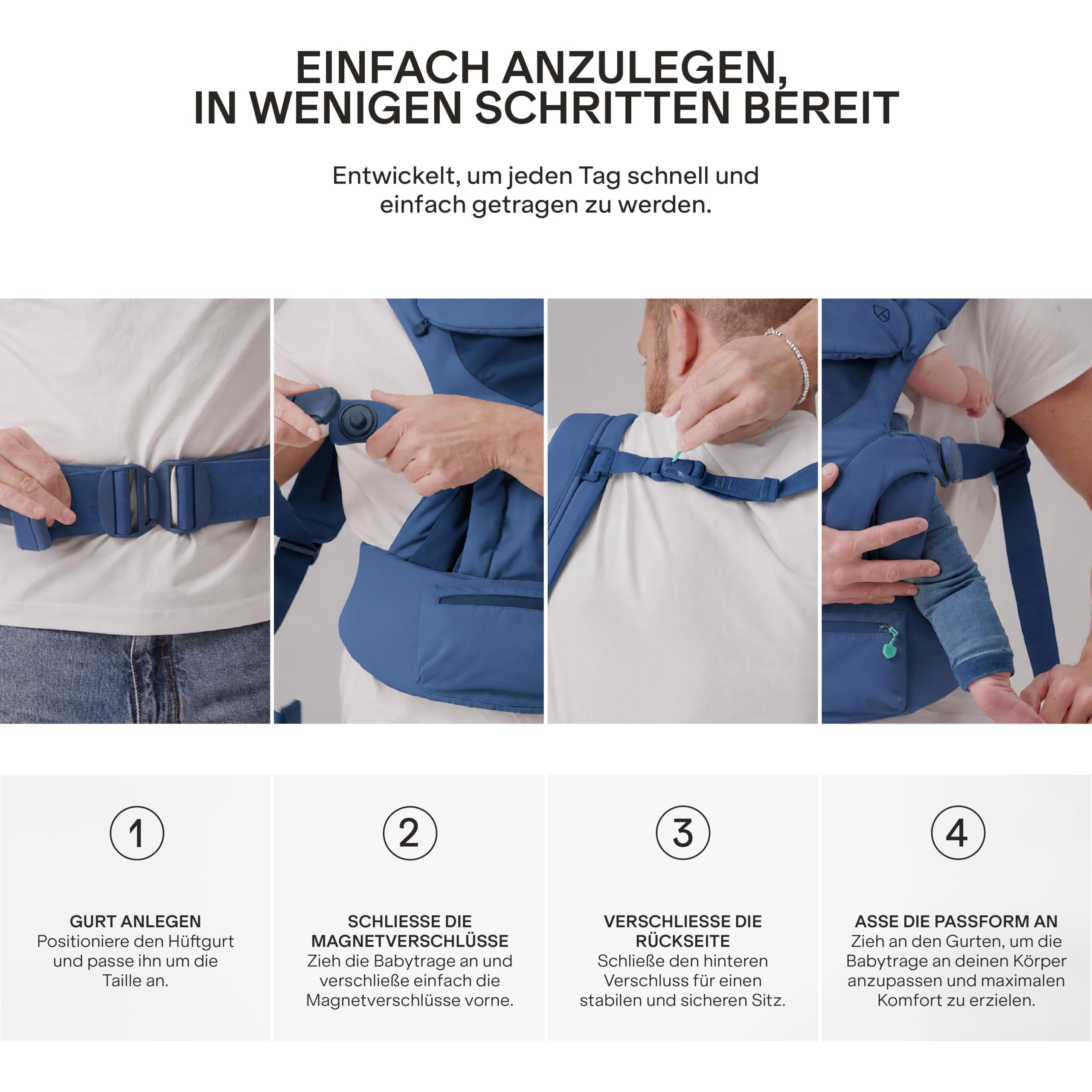 Koala Babycare Babytrage Neugeborene ab Geburt 0–36 Monate (3,2–20,4 kg) – Baby Trage mit Patentiertem Mitwachsendem Sitz in 3 Größen, Verstellbare Kopfstütze, Bauch-, Front- und Rückentrageweise