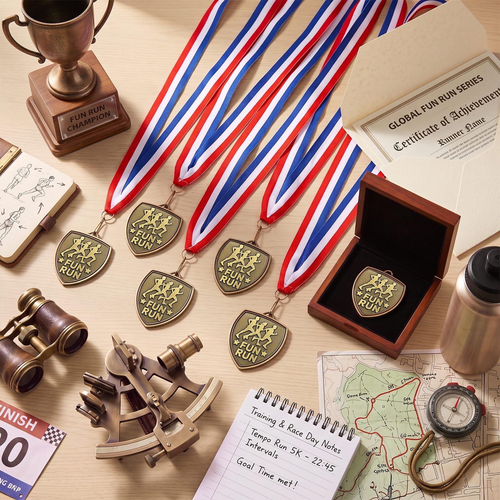 Kenning 20 medaglie premio sfuse 6,1 cm medaglie sportive in bronzo con nastri per il collo bandiera medaglie trofeo di calcio vincitore partecipazione premio regali per giochi sportivi eventi feste