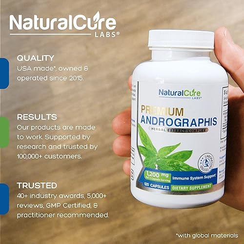 Miniatura 2 de Natural Cure Labs Extracto de Andrographis Premium 1,200mg (100mg Andrographolides), 120 Cápsulas