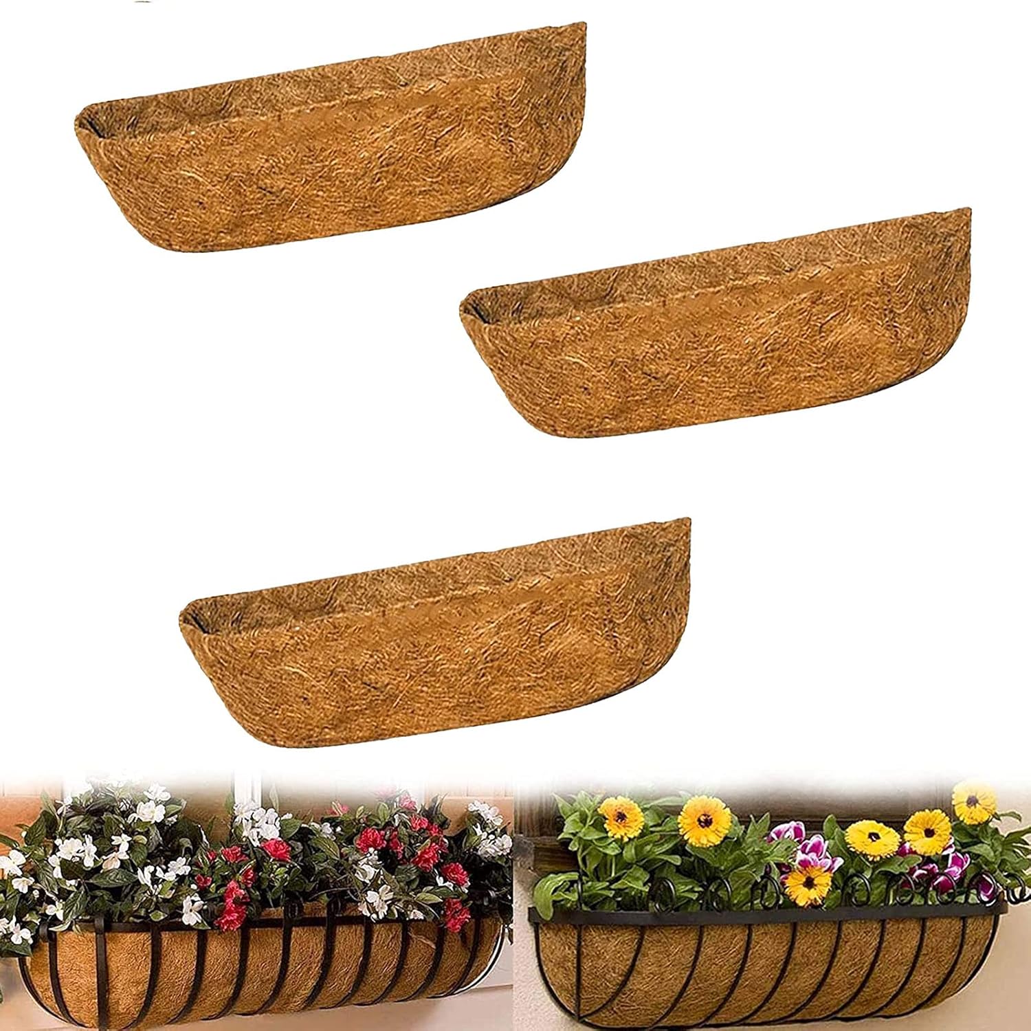 KOXHOX Coco Liners,Coco Fiber Replacement Liner,Natural Coconut Coir