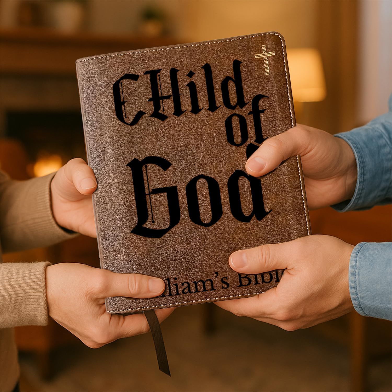 sinfinate Custom Engraved NIV Journaling Bible - Personalized Name & Design Cover - New International Version Brown Holy Bibles - Christian Gift Idea for Women, Men & (God)
