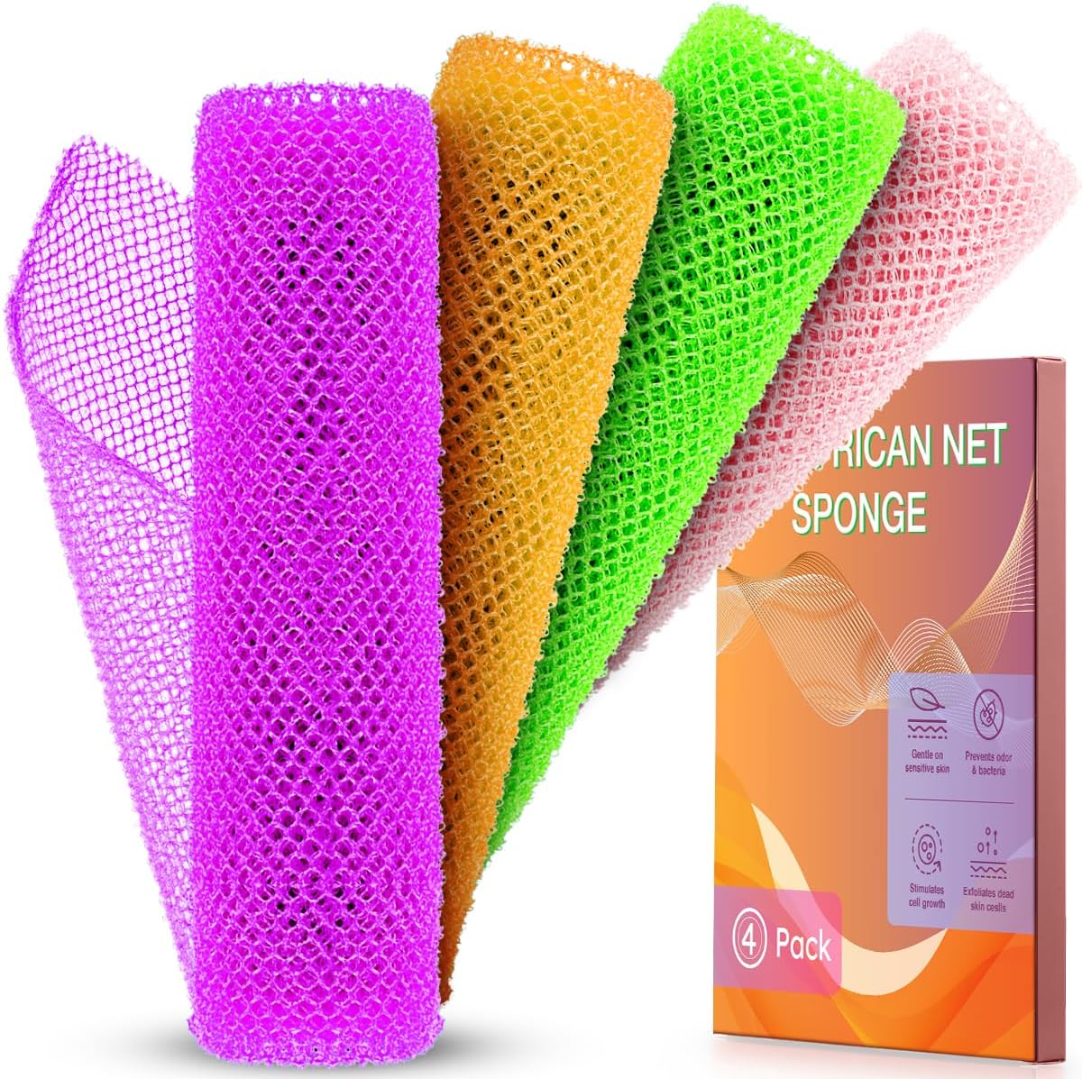 Amazon.com: Sibba Net Bath Sponge, African Net Long Bath Net Sponge ...