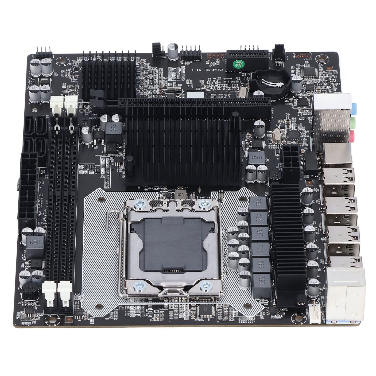 Cuifati Scheda Madre Desktop, Scheda Madre X58 LGA 1366 Gaming, 2 DIMM DDR3, Slot SATA 2.0, Slot per Scheda Grafica PCIE X16, Interfaccia di Rete RJ45