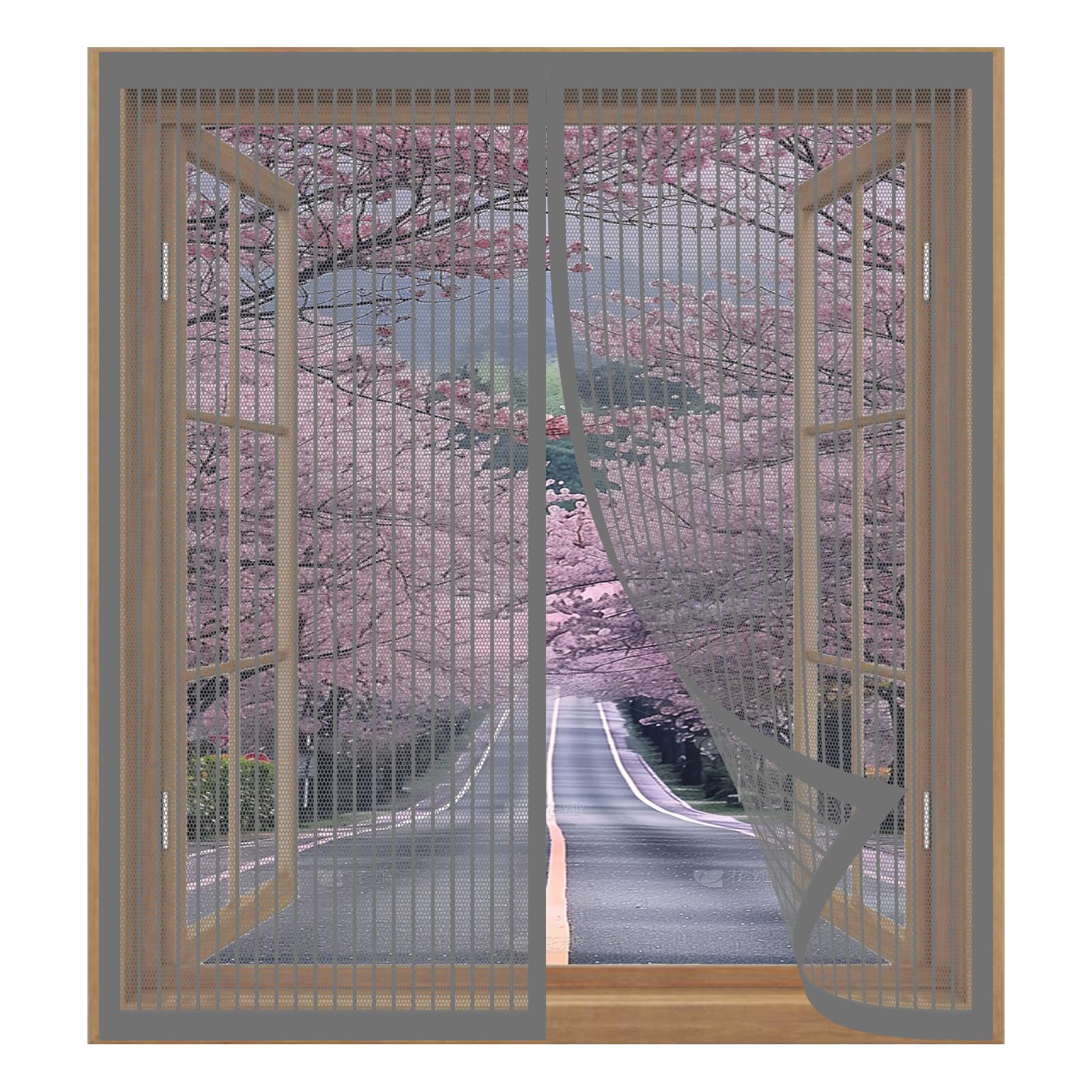 Magnetic Window Screen 97 x 135 cm Easy Installation No Drilling Or Screwing Heavy Duty Instant Screen Door for Windows Nets to Keep Bugs Out, Grey