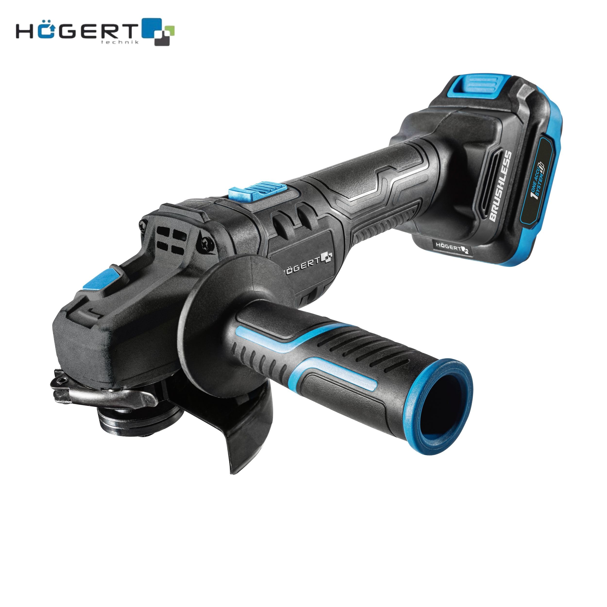 HÖGERT TECHNIK - Juego de herramientas eléctricas a batería 18 V Taladro percutor Martillo perforador SDS+ Amoladora angular 125 mm 2 baterías de 4 Ah Cargador de 4 A Juego de herramientas