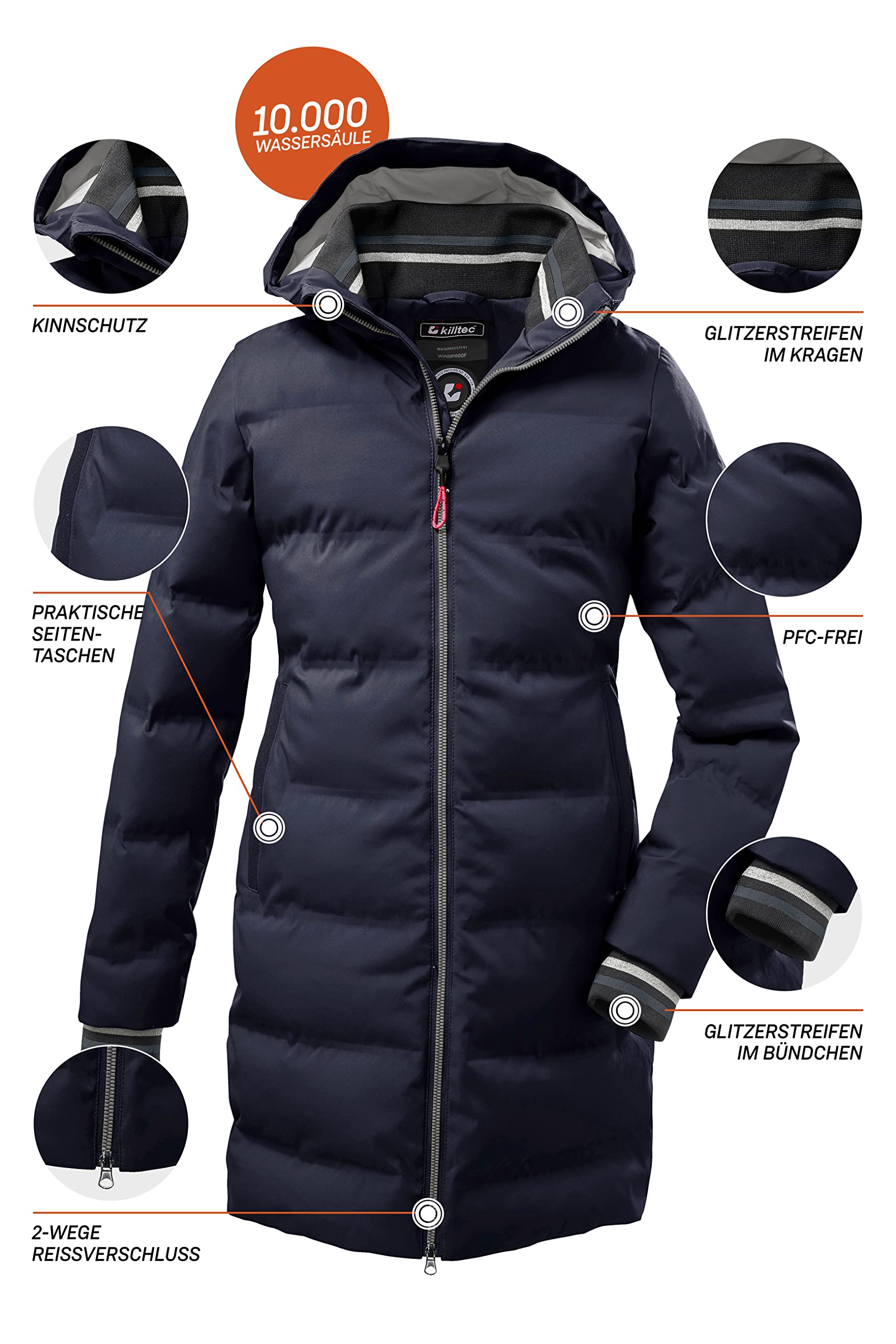 Killtec Mädchen Kow 196 Grls Qltd Ct Wintermantel/Parka in Daunenoptik mit Kapuze