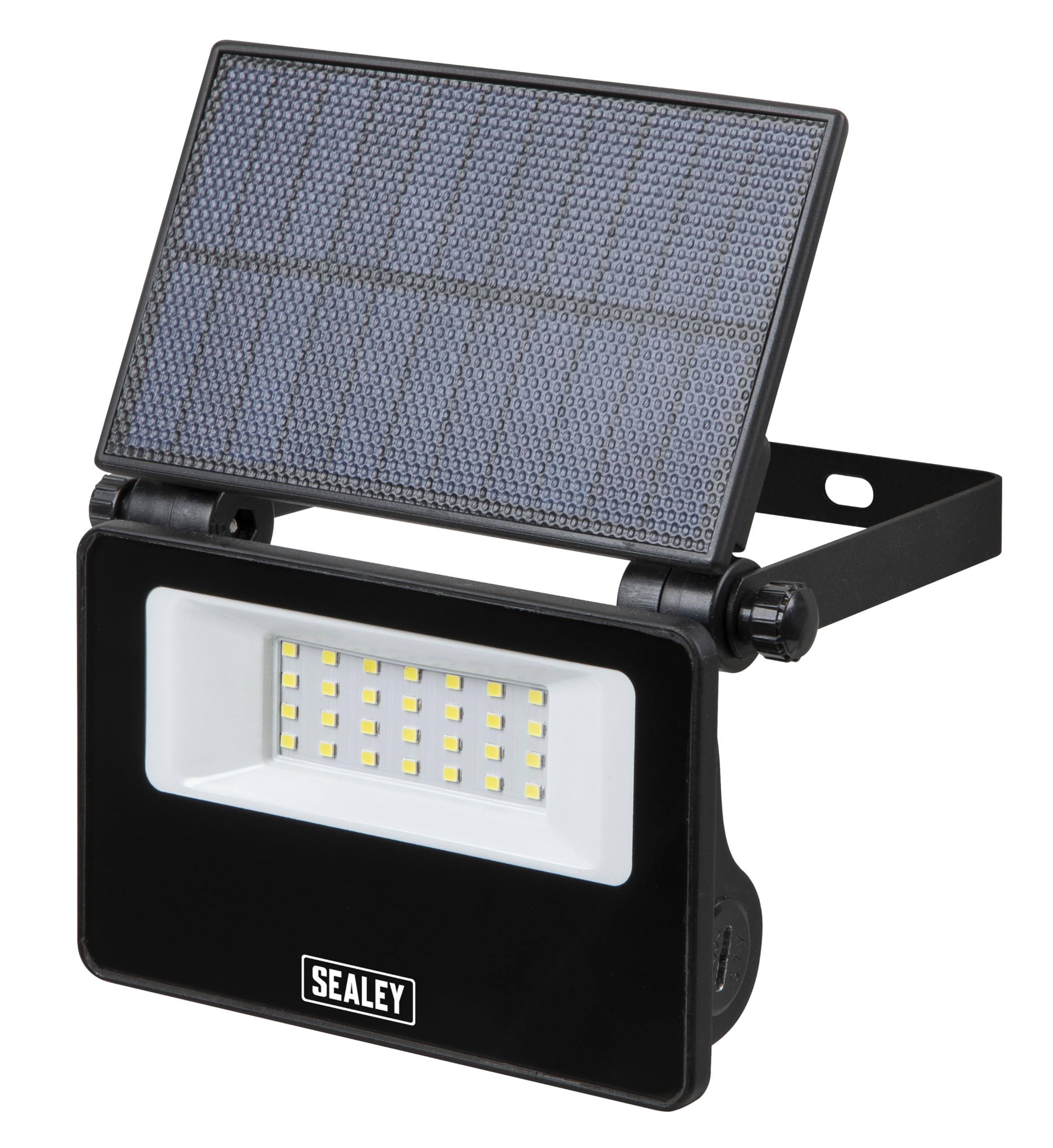 Sealey 20W SMD LED Extra-Slim Solar Floodlight with Wall Bracket - LED20S, Black - Image 2