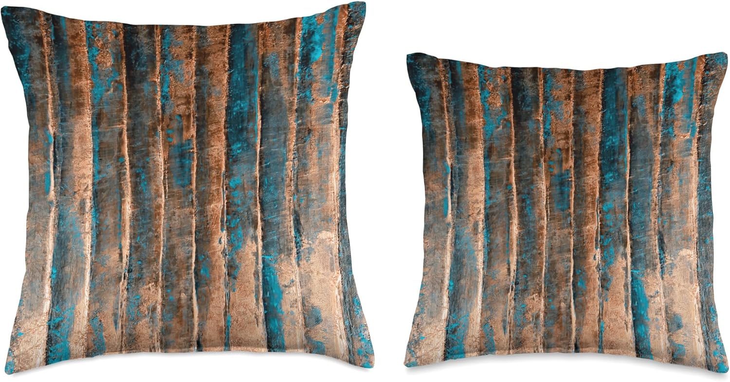Patina Teal & Copper Throw Pillow