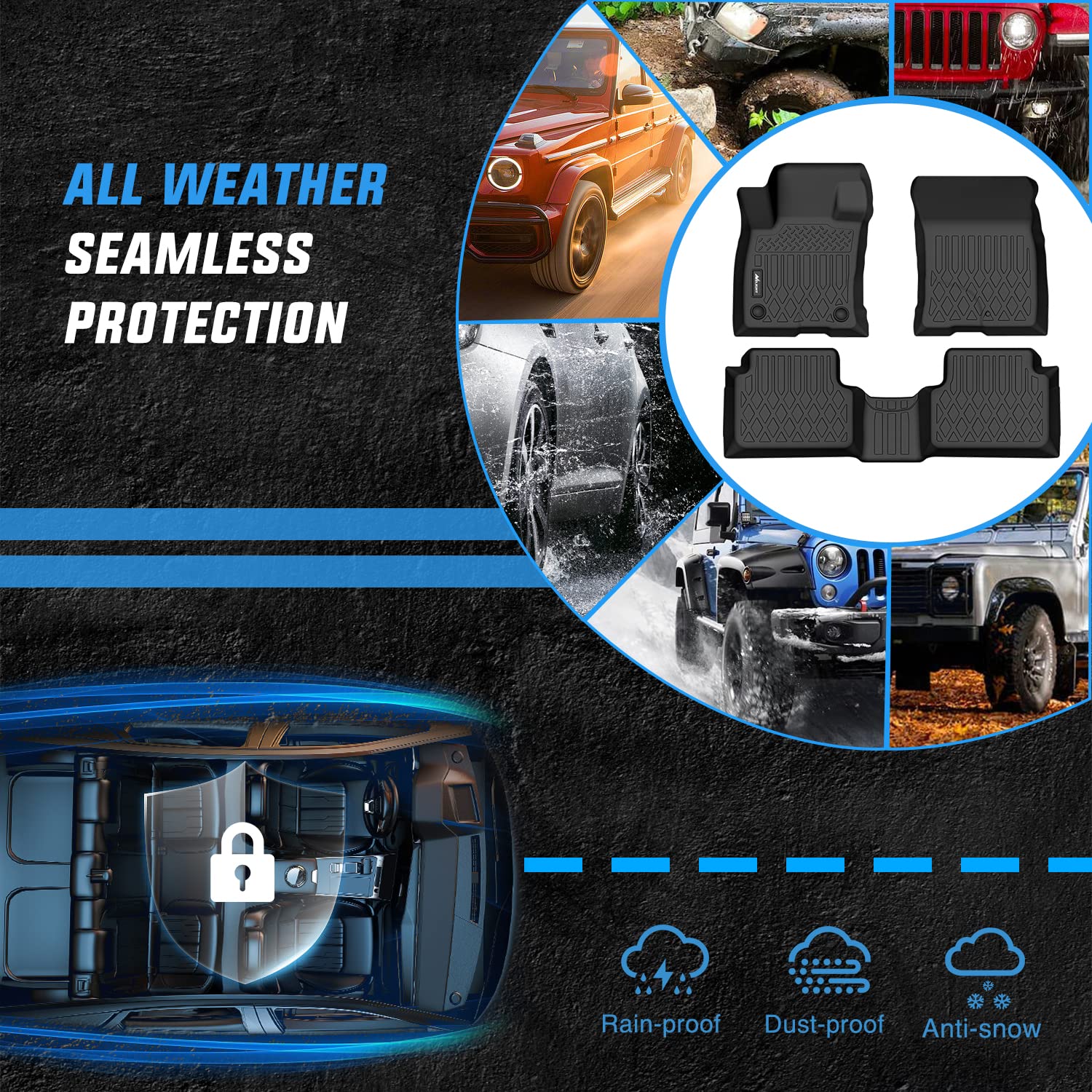 Nilight TPE Floor Mats for Ford Bronco Sport 4-Door 2021 2022 2023 2024 2025 All Weather Custom Fit Heavy Duty Floor Liners