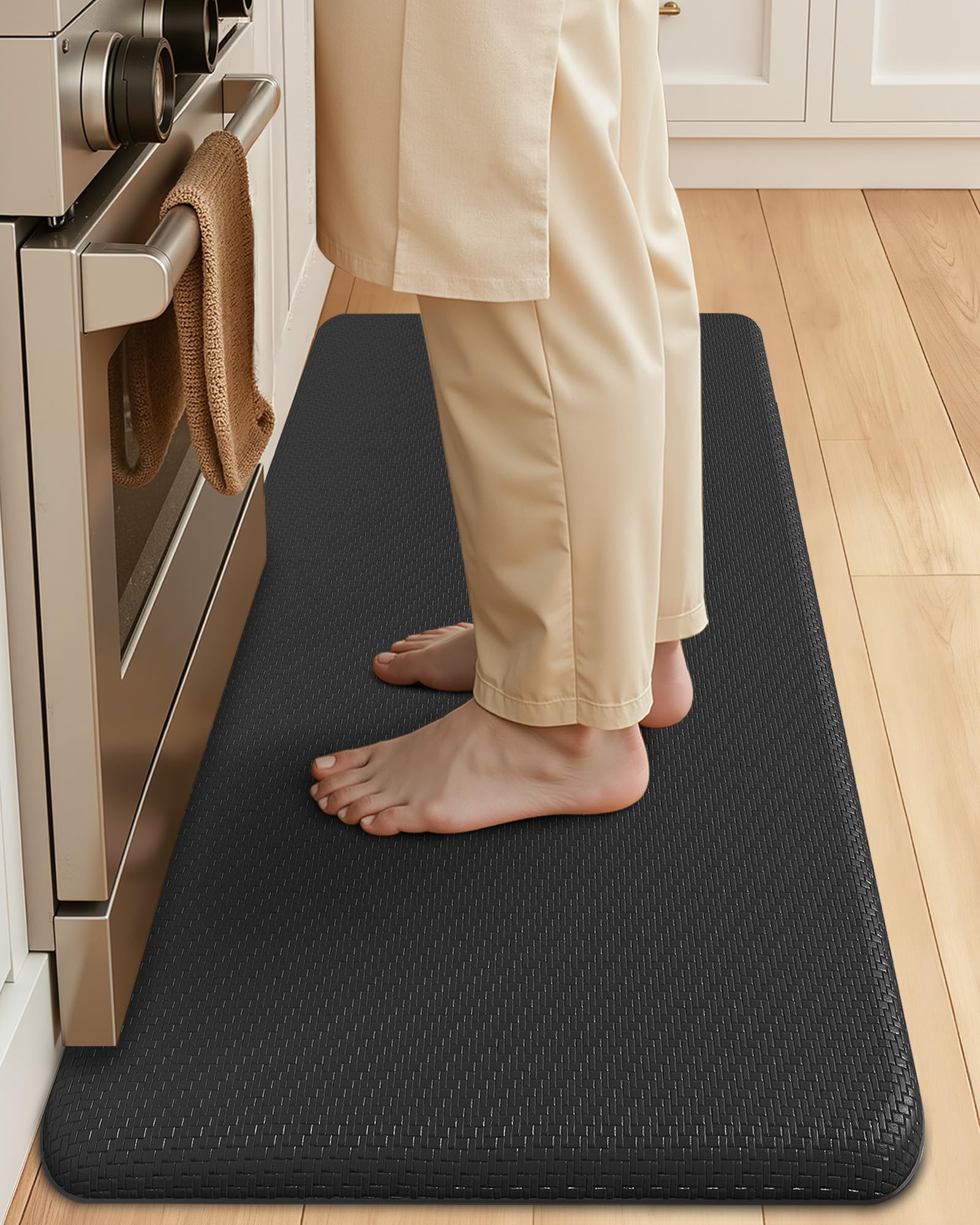 Color&amp;Geometry Antifatigue Kitchen Mat for Floor 20x39-3/4 in Thick, Black